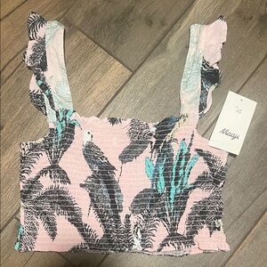 Maaji Pink and Black Tropical Tank Top